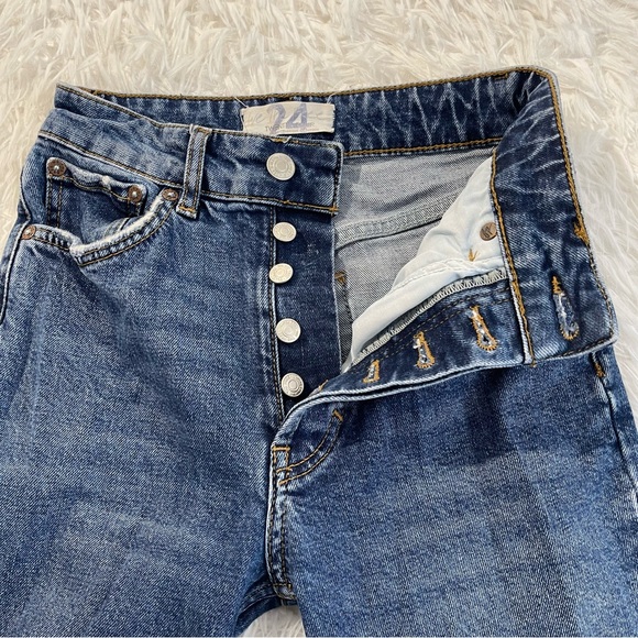 We The Free Jeans Womens Size 24 Split Raw Hem Button Fly Pockets Medium Wash - Picture 4 of 10